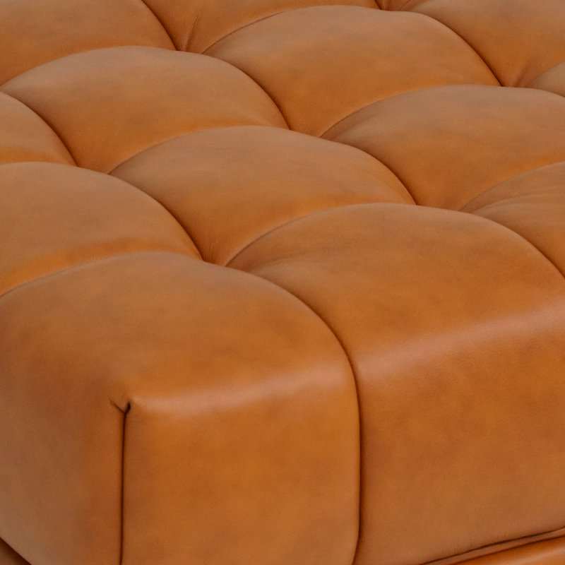 Wade Logan® Mid Century Modern Leather Ottoman In Tan & Reviews Wayfair